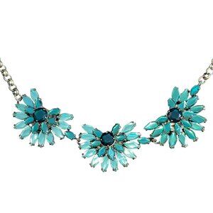J.Crew Green Floral Bronze Tone Bib Collar Necklace 18”+ Costume Jewelry